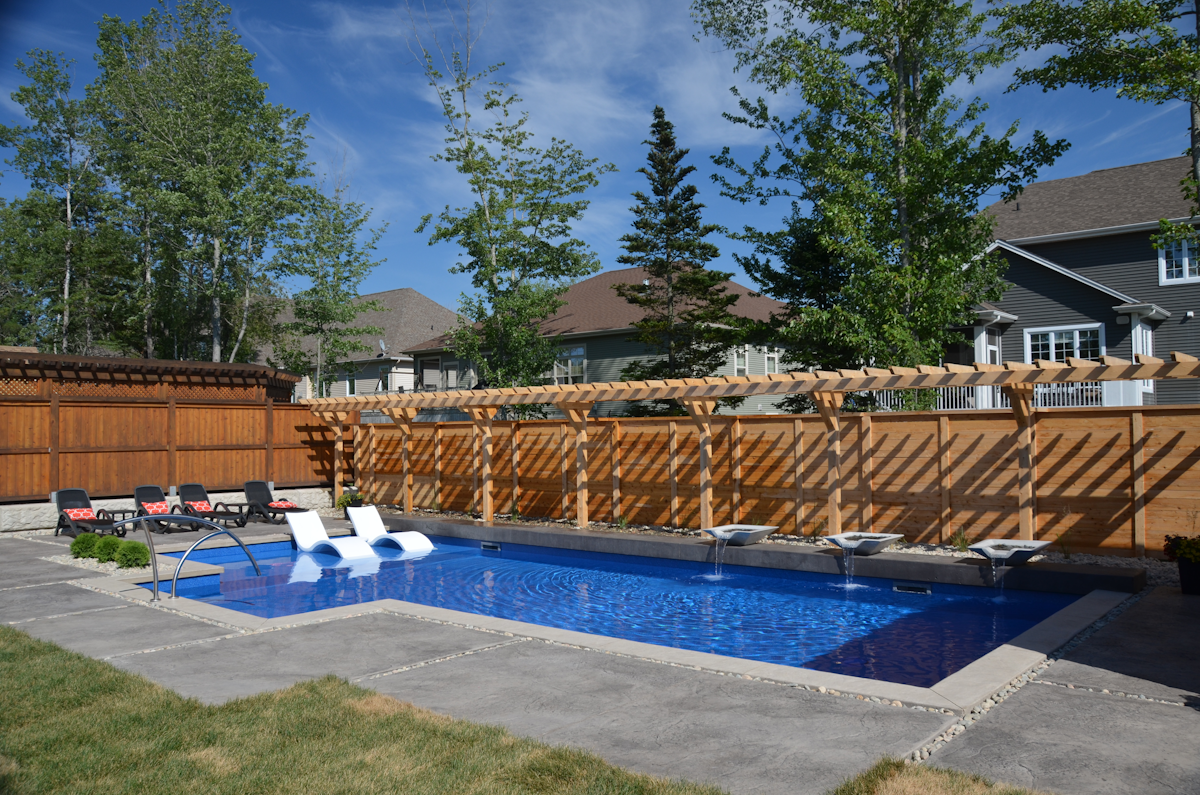 Custom swimming pool in Moncton backyard